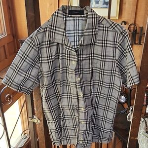 Burberry Black and Gray Checkered Shirt